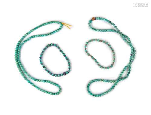 SET OF FOUR TURQUOISE  BRACELET AND NECKLACE