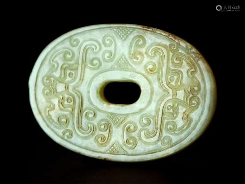 JADE OVAL TAOTIE DISK