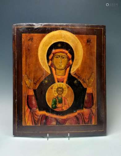 Large 19C Russian Icon Mother of God