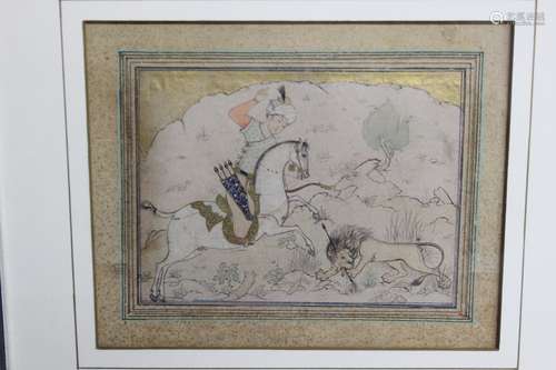 Asian Miniature Painting,Hunting Scene