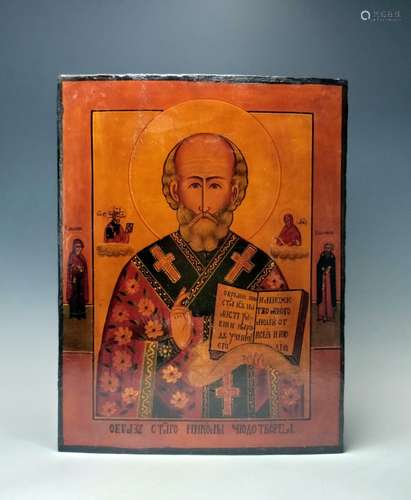 Lrg 19C Russian Icon of St Nicholas