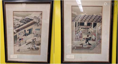 Two Japanese Printing Painting