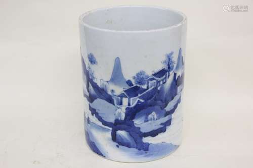 Chinese Blue and White Porcelain Brushpot