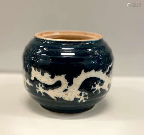 Chinese Blue Glazed Porcelain Cricket Jar