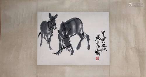 Chinese Ink Color Painting w Calligraphy