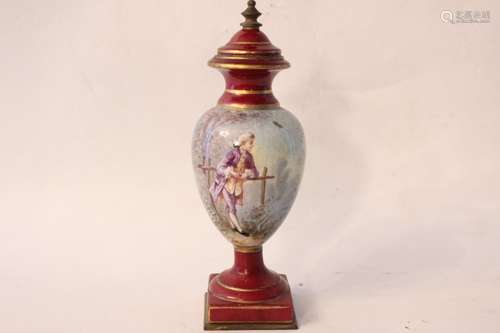 French Hand Painted Signed Vase