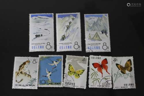 8 Chinese Stamps,Dated