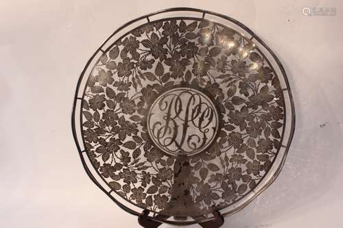 Large Glass Plate w Silver Mount