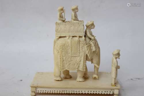 Bone Carved Elephant and Figurines