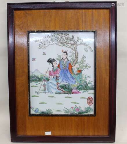 Chinese Famille Rose Porcelain Plaque