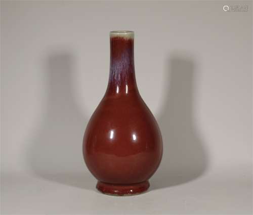 Red glazed celestial vase in Yongzheng kiln of Qing Dynasty