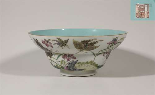 Qing Dynasty Jiaqing pink butterfly pattern bowl