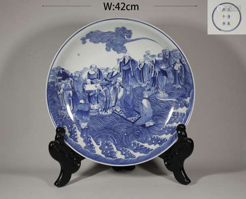 The market of blue and white figures in Kangxi in the Qing D...