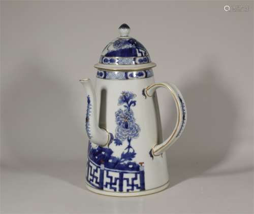 Qing Dynasty Qianlong Blue and White Rich Peony Pot.