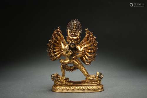 Gilt Bronze Statue of Yamantaka