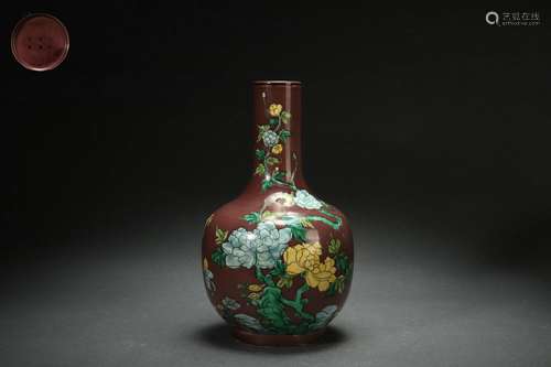 Famille Rose Vase with Floral Design, Kangxi Reign Period, Q...