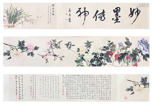 Flowers, Hand Scroll, Xie Yuemei, Zhou Lianxia