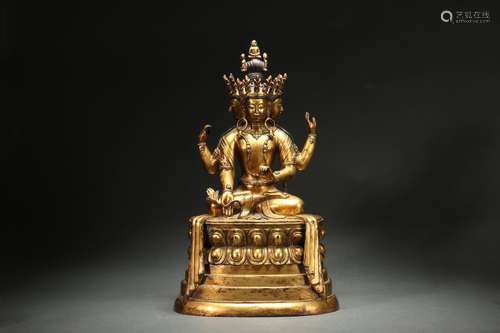 Gilt Bronze Statue of Buddha, “Ming Yongle Years”Inscription