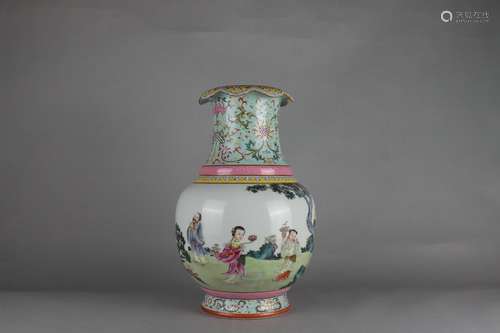 Famille Rose Vase with Immortals Design, Qianlong Reign Peri...