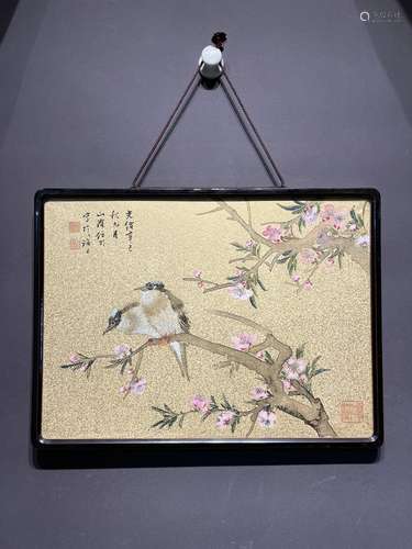 Peach Blossom and Double Sparrows, Ren Bonian