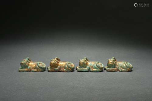 A Group Gilt Bronze Animal-shaped Paperweights