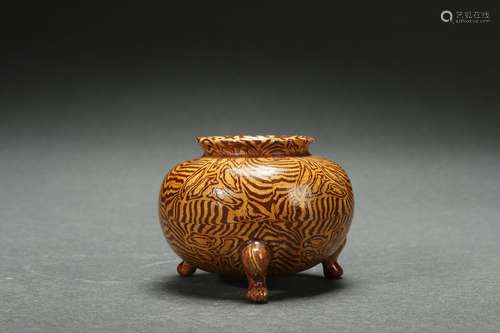 Dangyangyu Kiln Tri-legged Censer with Twisted Glazed Design