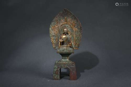 Gilded Copper Statue of Buddha with Back Light