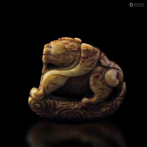 (960-1279) A jade and russet dragon, China, Song Dynasty