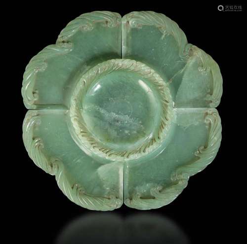A five-section jade plate, China, early 1900s