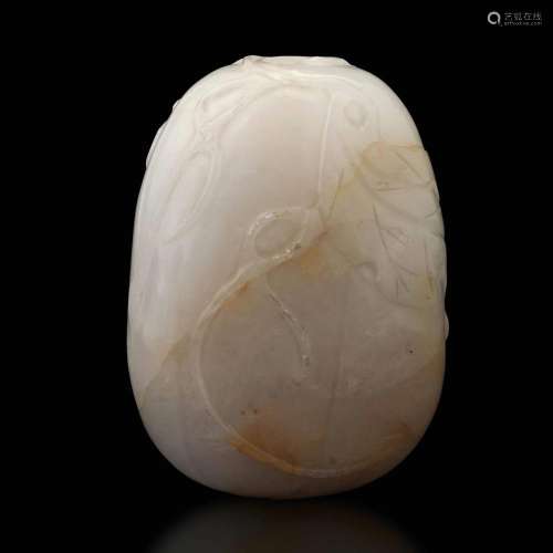 Qing Dynasty, 1800s A white jade and russet snuff bottle, Ch...