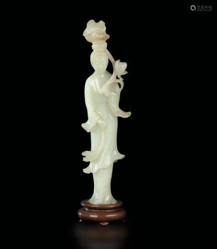 1800s A Celadon jade figure, China, Qing Dynasty