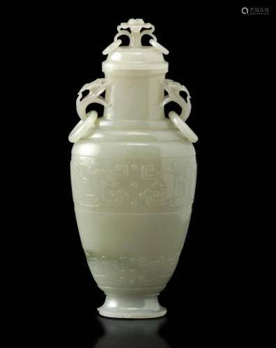 A white jade vase, China, early 1900s