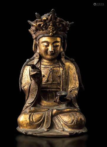 1600s A gilt bronze Buddha, China, Ming Dynasty