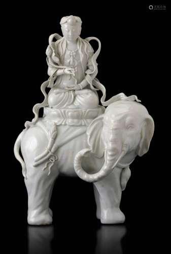 Late 1800s. Blanc de Chine porcelain. H 40cm A porcelain gro...