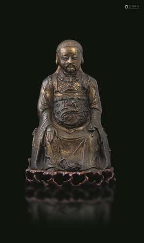 1600s. Traces of gilding A bronze figure, China, Ming Dynast...