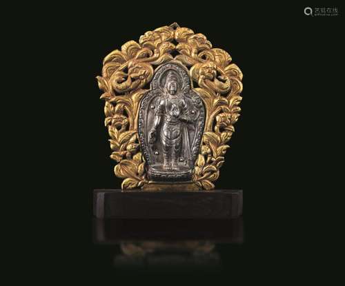 A silver and gilt bronze plaque, Tibet, 1700s