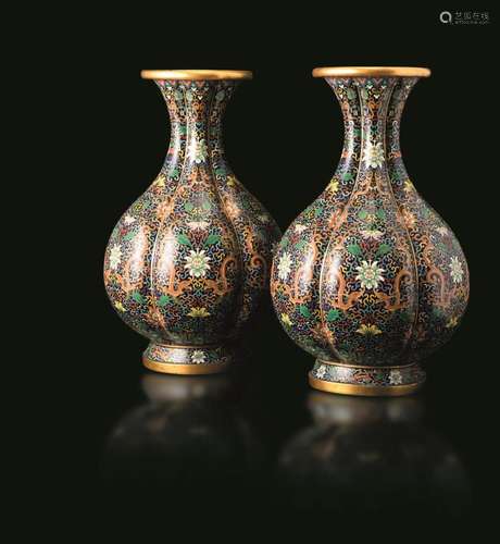 Guangxu period (1875-1908) Two enamel vases, China, Qing Dyn...