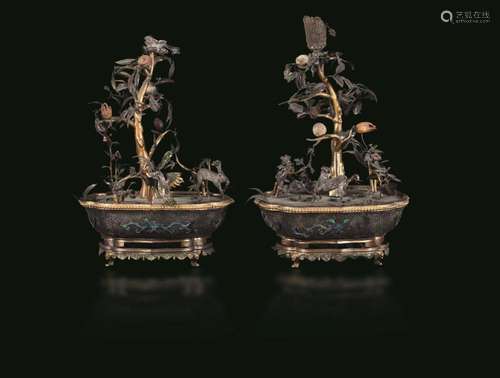 Qianlong period (1736-1796) Two silver jardinières, China, Q...