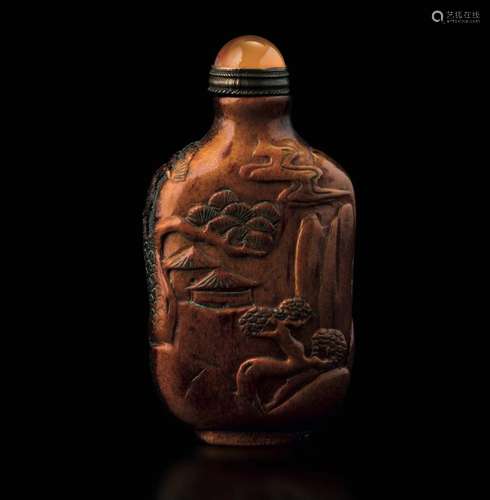 1800s A horn snuff bottle, China, Qing Dynasty