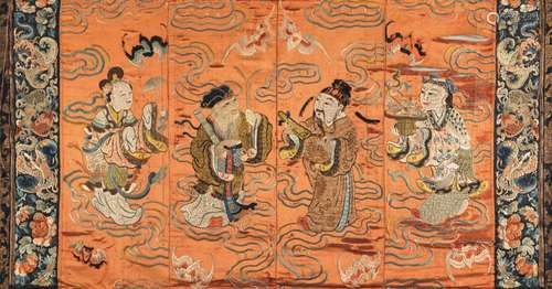 1800s An embroidered silk tapestry, China, Qing Dynasty