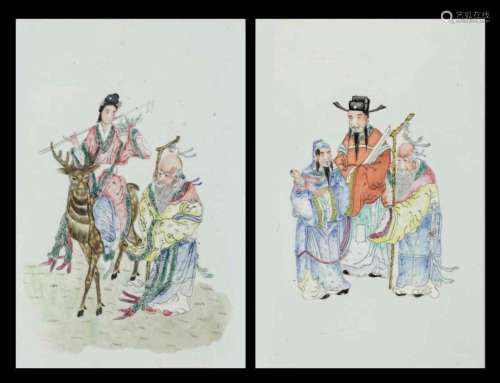 1800s. 38x24.5cm Two porcelain plaques, China, Qing Dynasty