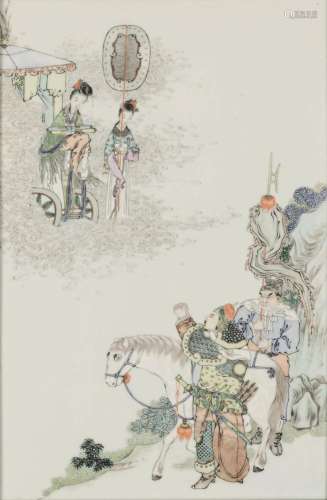 Late 1800s. 38x25cm A porcelain plaque, China, Qing Dynasty