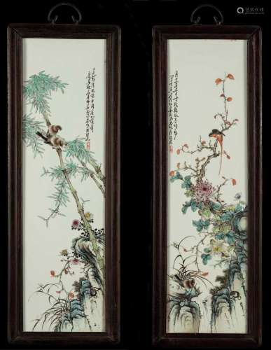 attributed to Liu Yucen (1904-1969) Two porcelain plaques, C...