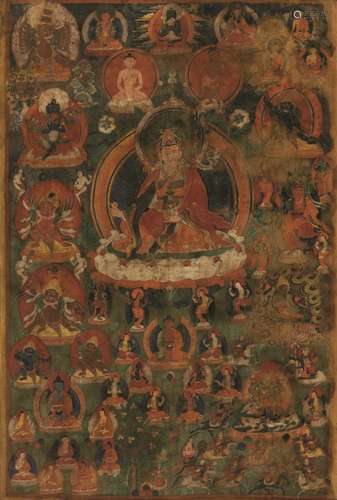 A silk Thangka, Tibet, 1700s