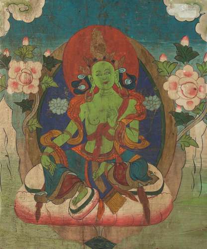 A silk Thangka, Tibet, 1800s