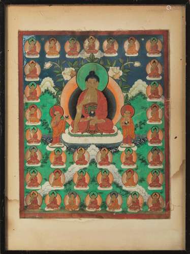 A silk Thangka, Tibet, 1800s