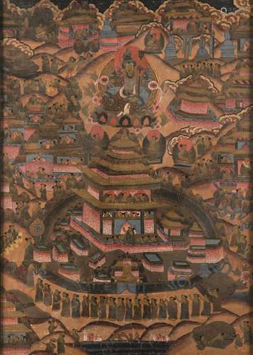 A silk Thangka, Tibet, 1800s