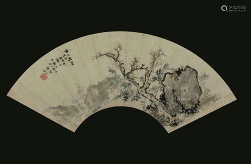 A painted paper fan, China, Qing Dynasty, 1800s