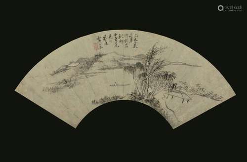 A painted paper fan, China, Qing Dynasty, 1800s