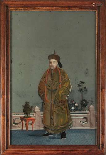 1700s A painting on mirror, China, Qing Dynasty